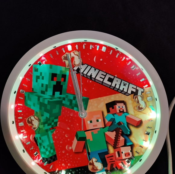 Mine craft clock with led light and free personalization - Picture 8 of 14